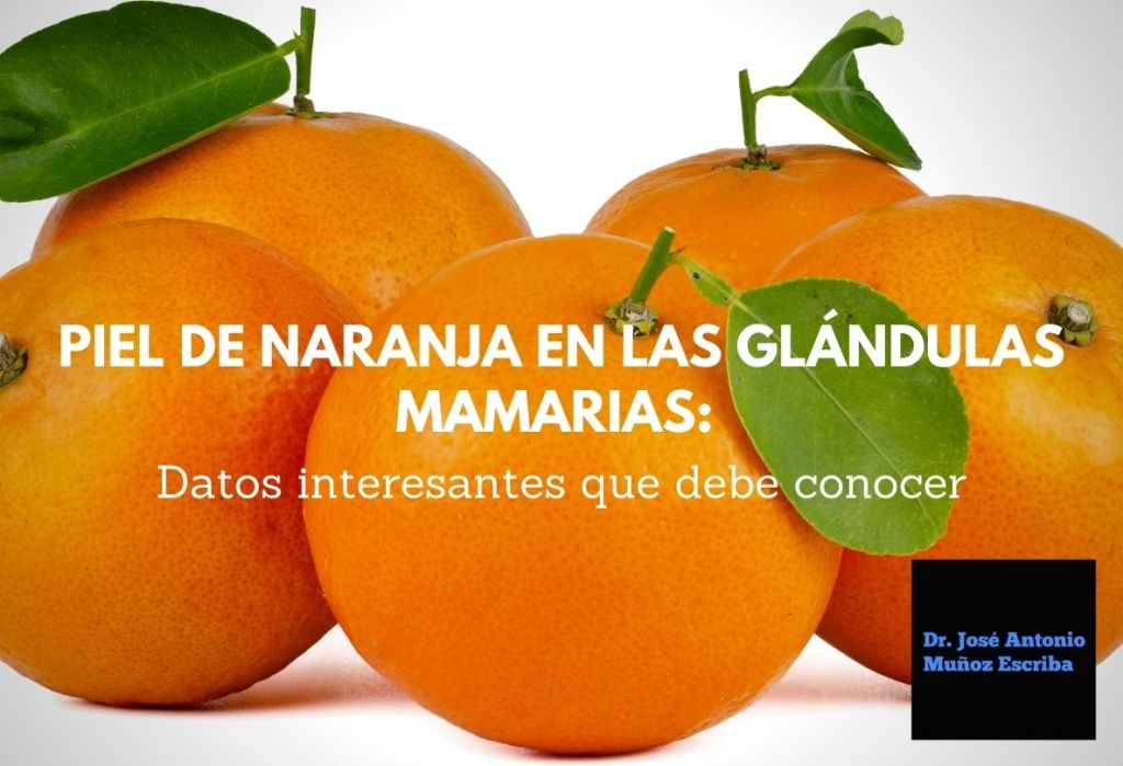 Imagen de cuatro naranjas sobre in fondo blanco, denota la piel de naranja en los senos de algunas mujeres con enfermedad mamaria