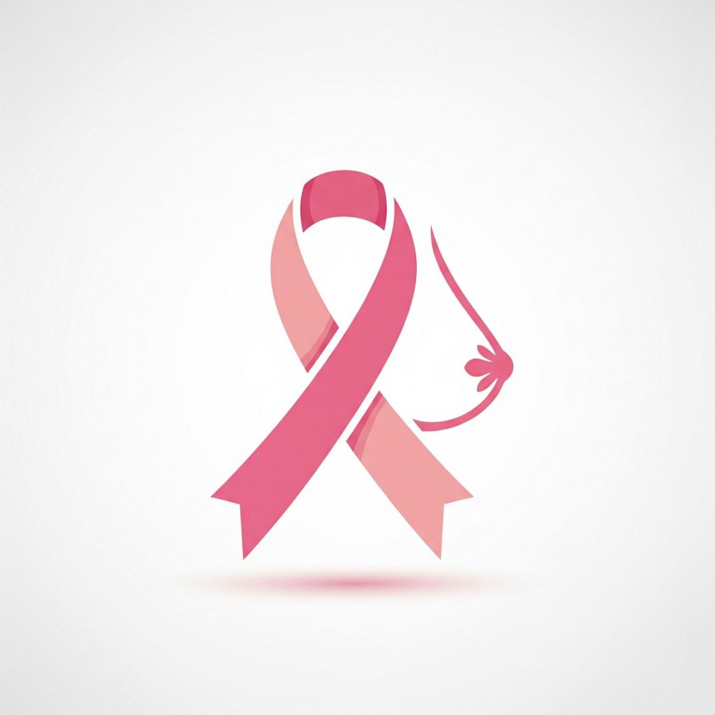 imagen de un seno con el lazo rosado de la lucha contra el cáncer de mama, que utilizan los mastólogos y oncólogos